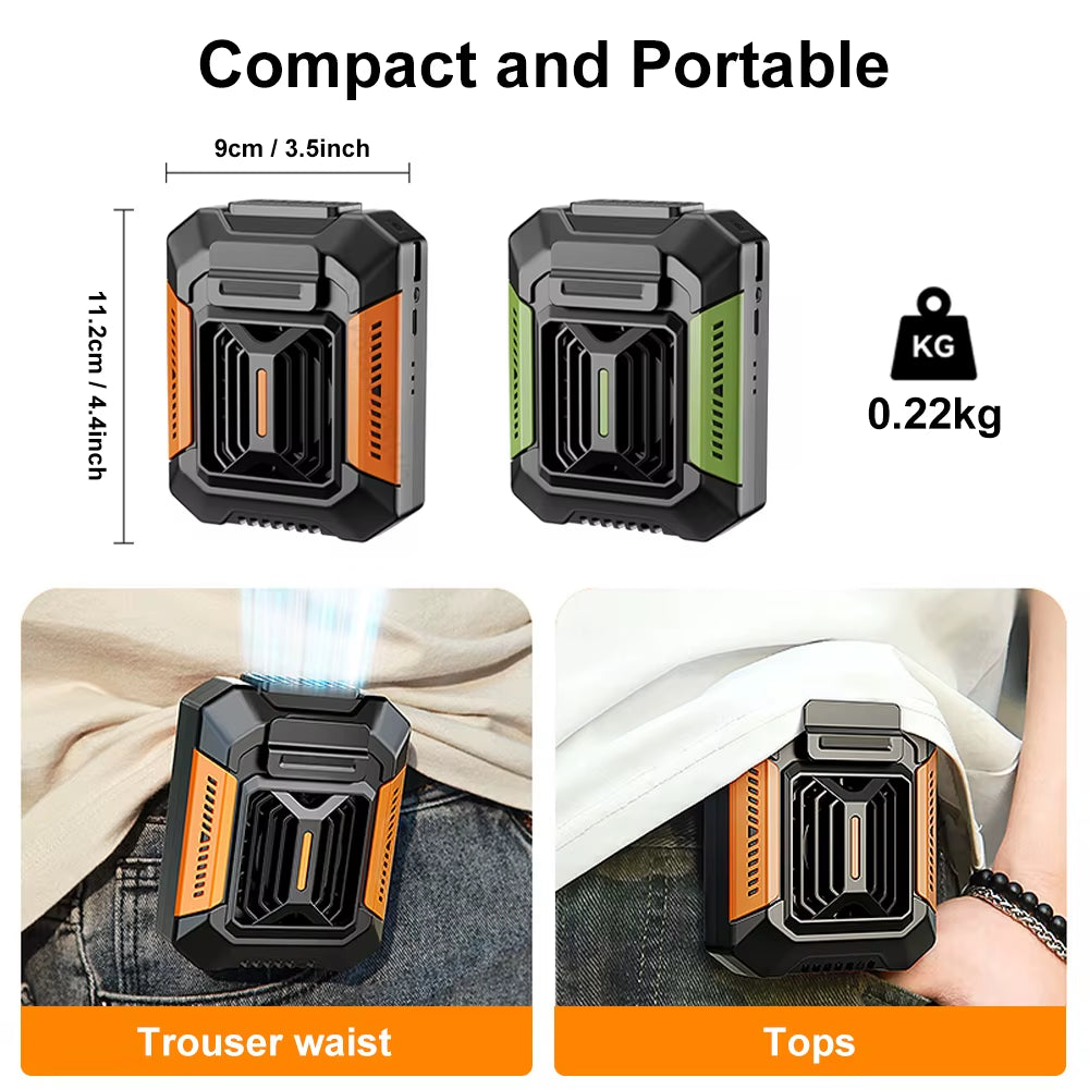 Portable Waist Fan Mini Waist Clip Fan Rechargeable Hanging Neck Fan Wireless Waist Belt Fan 6000Mah Mini Outdoor Lighting Fan