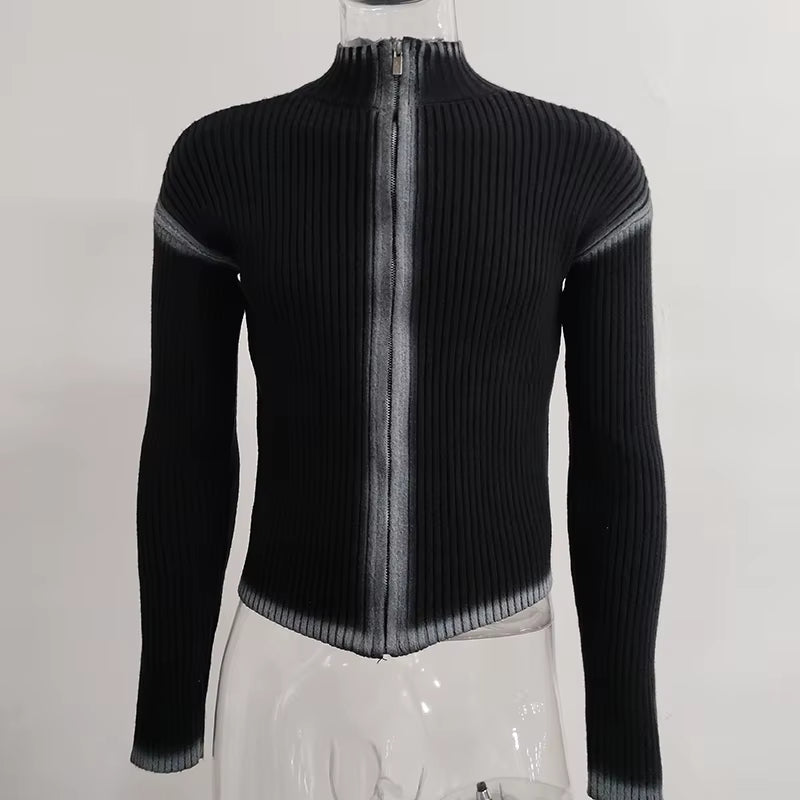 High Street Knitted Sweater Paint Graffiti Old Slim Fit Knitted T-Shirt Ins Lazy Style 2023 Fashion Tops Pullover 9C3482