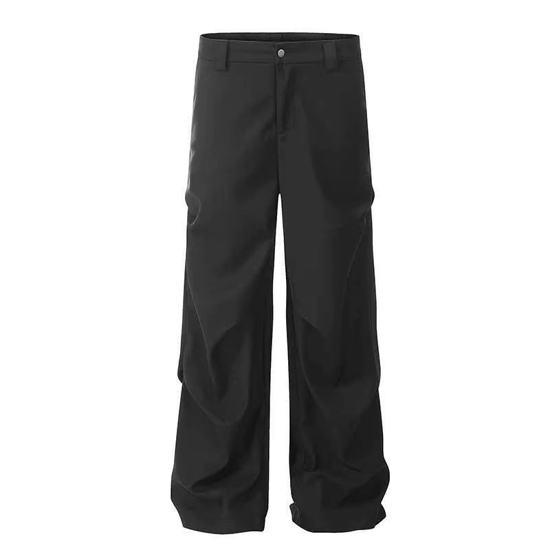 American Cleanfit Pants Men'S Pleated Rivet Suit Pants Drooping Feeling Straight Leg Male Trousers 2024 Solid Color 24E1059