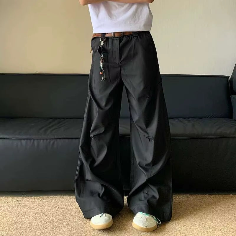 American Cleanfit Pants Men'S Pleated Rivet Suit Pants Drooping Feeling Straight Leg Male Trousers 2024 Solid Color 24E1059